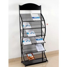전단지 매거진랙 철제 리플렛 잡지 거치대 스탠드 책 홀더 진열, Q5 원형 3층 50CM A4 2권