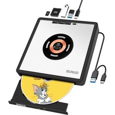 외장 블루레이 CD DVD 드라이브 USB 버너 읽기쓰기 BD 플레이어 2개의 및 TFSD 슬롯 포함 노트북 애플 PC 윈도우 11 맥북 프로 에어용 광학 리더기, silver