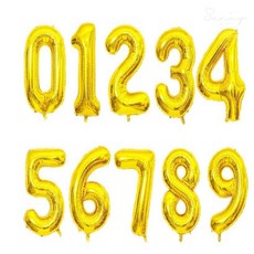 우깡몰 파티용품 가렌드 금박 숫자 풍선 소형 1P 10종 택1 생일파티풍선, 색상, 골드6