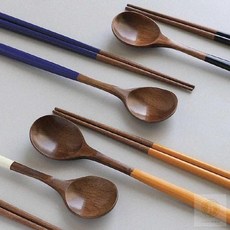 한식 나무 수저세트 옻칠 숟가락 젓가락 4벌 세트, 나린 옻칠 수저세트, 4P (원형), 나린 옻칠 수저세트_4P (원형)
