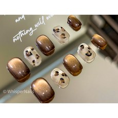 Whisper Nails 穿戴甲 美甲片 指甲片 純手工 奶霧豹跡 隔日達 時尚穿戴美甲, 1個, XS