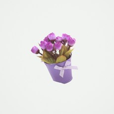 조화 퍼플 미니 장미 테이블 인테리어 화분, 1개