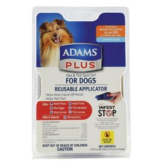아담스 플러스 벼룩 & 진드기 스팟 온 애견 리유저블 애플리케이터 해충 예방, 1개, 2.2ml