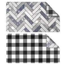 OPUX 피로 방지 주방 바닥 매트 양면 쿠션 메모리 폼 러그 패드 방수 미끄럼 패딩 편안한 스탠딩 매트 사무실 세탁실 가정 81.3 x 43.2cm(32 17인치), 버팔로/헤링본