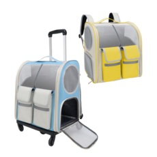 강아지 이동 가방 고양이 이동장 캐리어 배낭 백팩, 블루, 1개