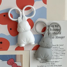 이이공브이샵 토끼 냉장고자석 미니가위 현관문 택배언박싱 휴대용가위, 1개, 화이트