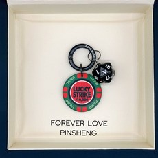 LuckyStrike好彩陶瓷籌碼骰子ins風鑰匙扣燻黑金屬感掛件個性飾品, 1個, 綠色+黑骰子【急速發貨】