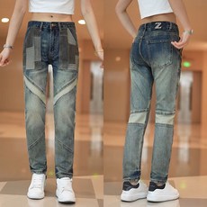 조거 진 라이더 개성 재단 패션 슬림핏 봄 남자 패치워크 청바지 여름