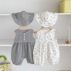 여아 어린이 벙거지모자세트 민소매우주복 아기 여아우주복 신생아우주복