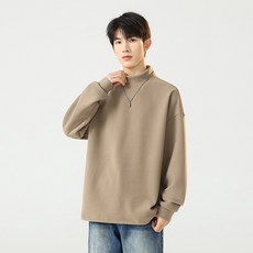 투니스 남성 반폴라 단색 루즈핏 긴소매 맨투맨 티셔츠