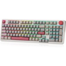 레드라곤 K768 PRO 00 키 무선 개스킷 RGB 게이밍 키보드 8000mAh 대용량 PBT 기계식 키보드핫 스왑 소켓 포함 전용 노브 제어 및 5어 노이즈 감쇠 맞춤형 노른자, Retro Cocoa, 일반형