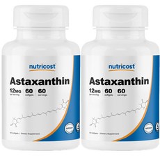nutricost 蝦紅素軟膠囊 12mg, 2個, 60顆, 12毫克