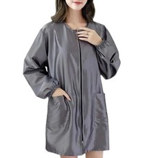 MOAIYU 폴리에스터 이발소 작업복 반팔/긴소매 이지 지퍼 안티 헤어 미용 앞치마 작업 환경 애완 동물 Groomi, 회색
