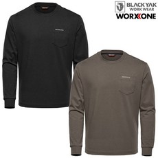 블랙야크 공용 워크웨어 웍스원 가슴 포켓 라운드넥 소매 시보리 면 티셔츠 WW-TSOO3