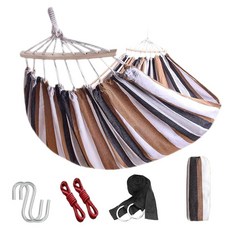 휴대용 캠핑 해먹 경량 패브릭 해먹 배낭여행 해변 파티오 뒷마당 야외용 레드 156362, 브라운, 1개