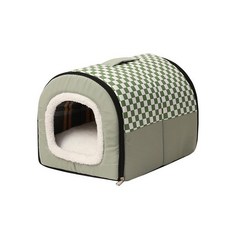 캠핑 실외 강아지 애견 개집 반려동물 방수 난방 캣하우스 반려견, l60 x 43 x 40cm, 1개, 그린 스몰 체크 B