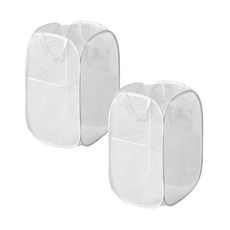 이지유 1+1 원터치 접이식 메쉬 빨래바구니 세탁 햄퍼 다용도 보관 장난감 정리, 화이트