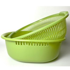 瀝水籃雙層洗菜盆塑料子漏盆淘米神器菜籃淘菜盆家用廚房洗水果盆, 淺綠色:如圖所示