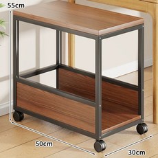 크탑 컴퓨터본체받침대 2단 이동형 바퀴 홀더 본체, A. 블랙 프레임 원목색 대형