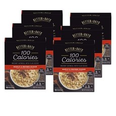 Better Oats 오트밀 베터 오츠 100칼로리 메이플과 브라운 슈가 파우치 90초 인스턴트 오트밀아마씨와 롤드 오트 포함 6개입 9.8온스 팩, 메이플 & 브라운 슈가, 9.8 온스 (6개 팩), 277g, 1개