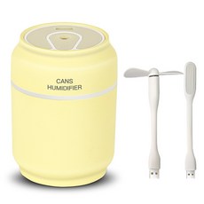 로시오 미니 캔 가습기 200ml 대용량 초음파 무드등 차량 사무실 침실 무소음, 옐로우