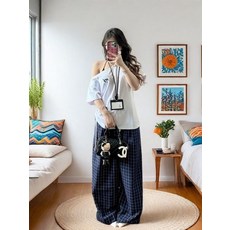 微胖mm休閒運動套裝女夏季大碼斜肩短袖顯瘦闊腿褲兩件套 寬鬆顯瘦，舒適透氣，時尚運動風