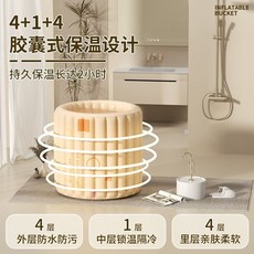 免自動充氣泡澡桶 加厚摺疊便攜浴桶 大人兒童專用, 1個, 自動充氣沐浴桶-雲朵款,無線充氣款-櫻花粉