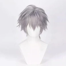 Anime Till 코스프레 가발 Stage 실버 그레이 내열성 합성 헤어 스테이지 쇼 Conmic-Con 크리스마스 할로윈, 02 Fluffy top wig