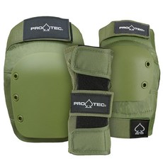 Pro-Tec Street 3팩 패드 세트 - 스케이트보드 롤러 스케이트 스쿠터 자전거용 보호 장비_171350, Army Green