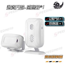 Speedmoto 超高感度 遠距感應 迎賓門鈴 感應器, 1個, 一拖一【一個主機+一個感應器】