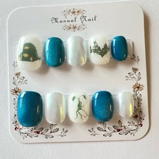 Manual Nail 怪獸與牠們的產地 藍色貓眼美甲片 XS M, 1個, M
