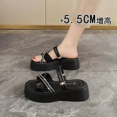 Fashic 厚底涼鞋 夏季舒適防滑拖鞋, 無具體規格, 黑色