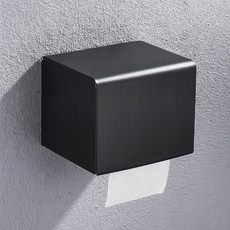 청결생활 화장실 무타공 방수 휴지걸이 강력접착식, 블랙, 1개