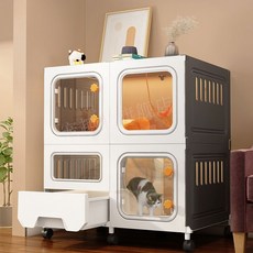 豪華貓別墅組合：超大空間貓籠、貓櫃、貓屋、貓砂盆一體式設計，家用室內自由空間，不占地貓窩貓籠子, 1個