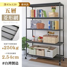 居家cheaper 耐重菱形網置物推車 (隙縫架/鞋架/貨架/展示架/鐵架/行李箱架/收納架), 5層, 夜慕黑