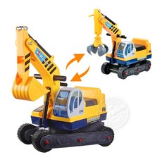 888玩具 888便利購 2合1兒童乘坐挖土機(怪手) 抓吊機 高級ABS塑料 可當學步車, 1個, 黃色, 黃色