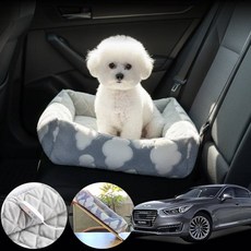 제네시스EQ900 3.3터보 차량용 애견 온열 전기 방석 패턴 그레이 1개 담요 증정