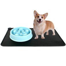 고양이 강아지 식기 미끌림방지 매트 블랙, 선택1:본상품선택, 단품, 단품