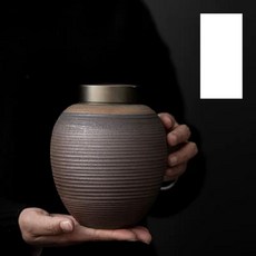 鎏金 雙蓋螺紋 茶葉罐, 日式粗陶茶葉罐, 1個