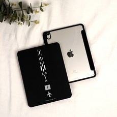 아이패드케이스 펜슬수납충전 비행기 활주로 디자인 커버, 1개, 블랙 활주로