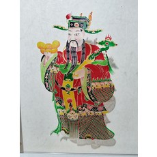 皮影 財神 傳統手工藝 牛皮雕刻 尺寸32x19cm, 如圖所示, 1個