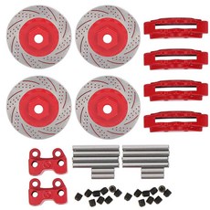 딜웨 RC 브레이크 디스크 4Pcs 금속 시뮬레이션 디스크 캘 1/10 시리즈 차량 레이싱 모델 차량용 드 트 휠(빨간색)과 호환됩니다, 딜웨 RC 브레이크 디스크 110 시리즈 차량과 호환되