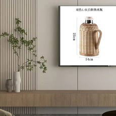 純手工竹編保溫壺 家用復古熱水瓶 茶室老式竹制保溫瓶玻璃內膽, 【竹子內層兩色拼接】1.6/白膽, 1個