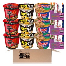 큰컵라면 기획세트 신라면 3개+튀김우동 3개+육개장 3개+먹꾸먹꾸해물맛 잔치쌀국수 3개, 1박스