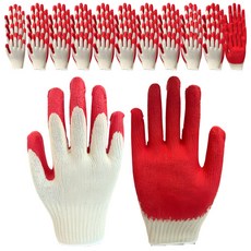 포유나라 반코팅 면장갑 레드 목장갑 고급 코팅장갑 작업용 장갑, 400개, 레드_화이트_목장갑