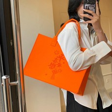 친환경 펠트 토트백 대용량 수납 가방 선물용 인쇄 가능, 퍼플 40x30x15cm, 1개