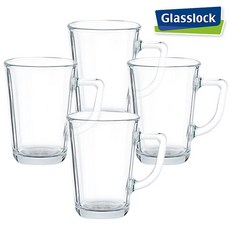 글라스락 내열강화 홈카페 유리 머그 260ml, 투명, 4개