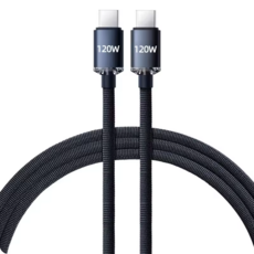 120W 6A 초고속충전 Type-C to Type-C 데이터 케이블, 2개, 검정색, 1m