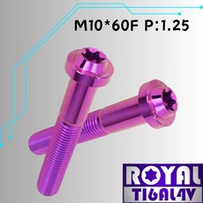 ROYAL 鈦合金螺絲 M10*60F P:1.25 飛碟頭型螺絲, 1個