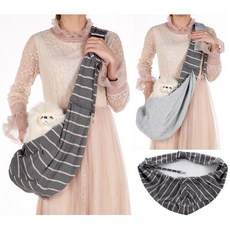 애완동물 외출 크로스 애완동물 가방 휴대용 조절 어깨끈 양면 등 애완동물 고양이 개 가방, 회백색 줄무늬, 1개